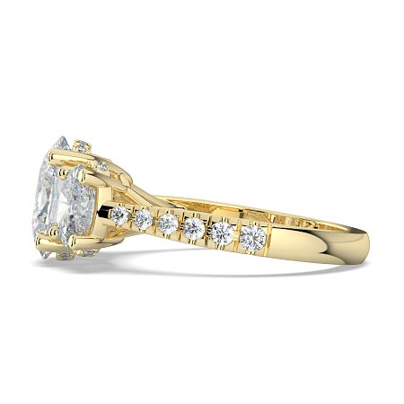 Dalia 3 Stones with Diamonds on Band