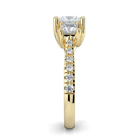 Dalia 3 Stones with Diamonds on Band