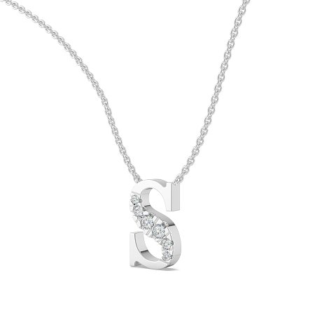 S Bound Initial Pendant with Lab-Grown Diamonds and Attached Chain 0.10cts