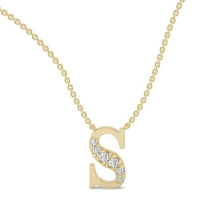 S Bound Initial Pendant with Lab-Grown Diamonds and Attached Chain 0.10cts
