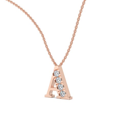 A Bound Initial Pendant with Lab-Grown Diamonds and Attached Chain 0.2cts