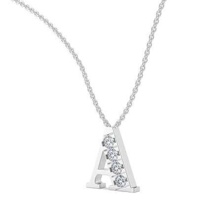A Bound Initial Pendant with Lab-Grown Diamonds and Attached Chain 0.2cts