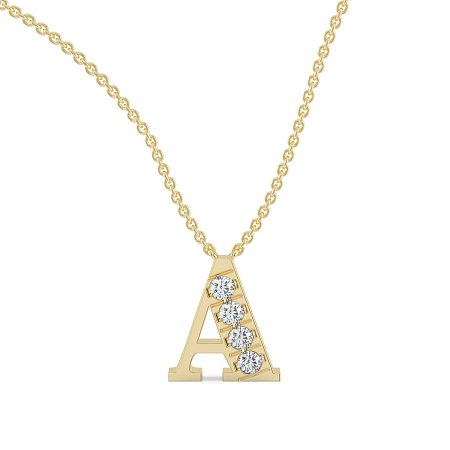 A Bound Initial Pendant with Lab-Grown Diamonds and Attached Chain 0.2cts
