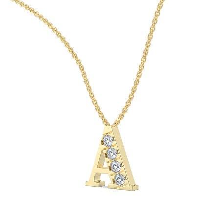 A Bound Initial Pendant with Lab-Grown Diamonds and Attached Chain 0.2cts