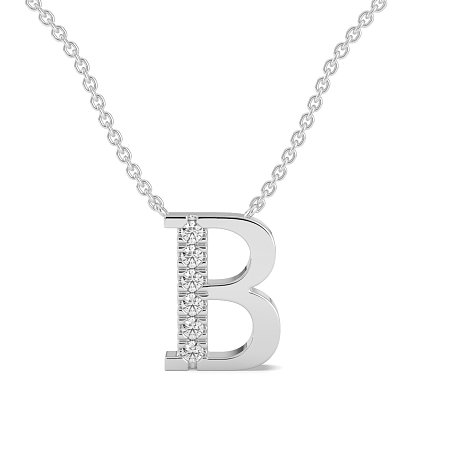 B Bound Initial Pendant with Lab-Grown Diamonds and Attached Chain 0.09cts