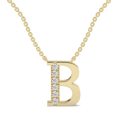 B Bound Initial Pendant with Lab-Grown Diamonds and Attached Chain 0.09cts