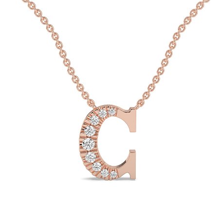 C Bound Initial Pendant with Lab-Grown Diamonds and Attached Chain 0.12cts