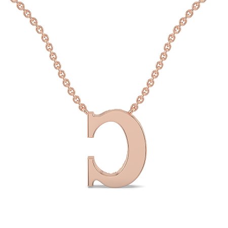 C Bound Initial Pendant with Lab-Grown Diamonds and Attached Chain 0.12cts