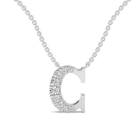 C Bound Initial Pendant with Lab-Grown Diamonds and Attached Chain 0.12cts