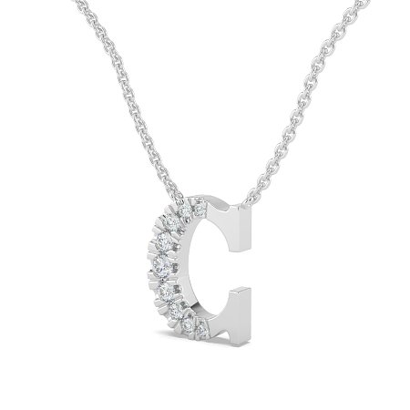 C Bound Initial Pendant with Lab-Grown Diamonds and Attached Chain 0.12cts