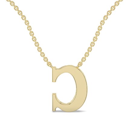 C Bound Initial Pendant with Lab-Grown Diamonds and Attached Chain 0.12cts