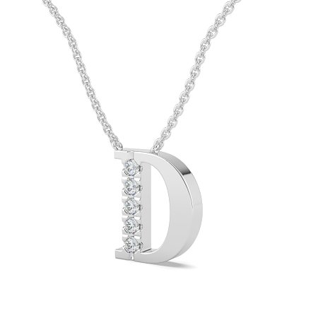 D Bound Initial Pendant with Lab-Grown Diamonds and Attached Chain 0.11cts