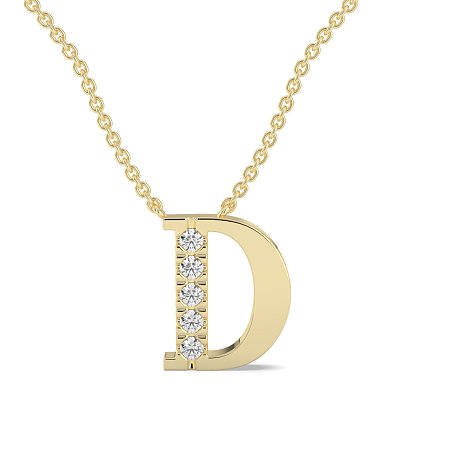 D Bound Initial Pendant with Lab-Grown Diamonds and Attached Chain 0.11cts