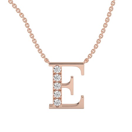 E Bound Initial Pendant with Lab-Grown Diamonds and Attached Chain 0.15cts