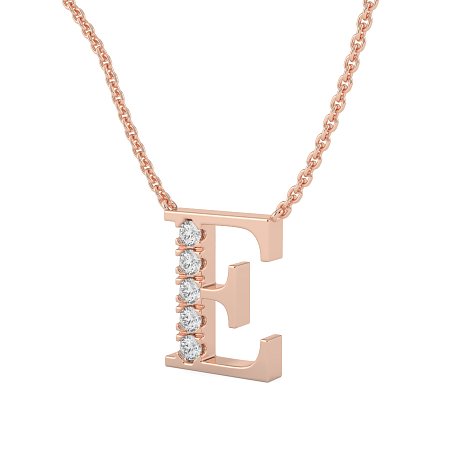 E Bound Initial Pendant with Lab-Grown Diamonds and Attached Chain 0.15cts