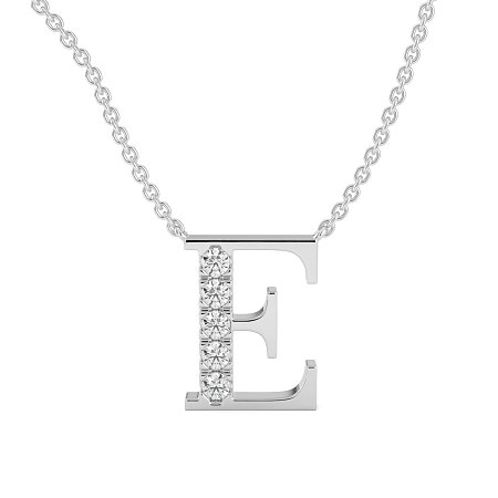 E Bound Initial Pendant with Lab-Grown Diamonds and Attached Chain 0.15cts
