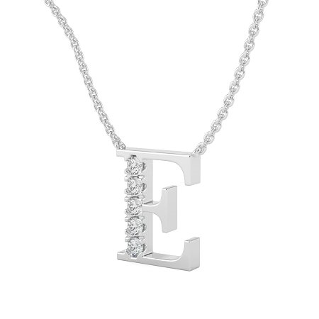 E Bound Initial Pendant with Lab-Grown Diamonds and Attached Chain 0.15cts