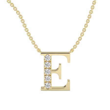 E Bound Initial Pendant with Lab-Grown Diamonds and Attached Chain 0.15cts