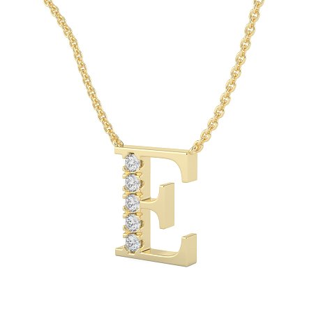 E Bound Initial Pendant with Lab-Grown Diamonds and Attached Chain 0.15cts