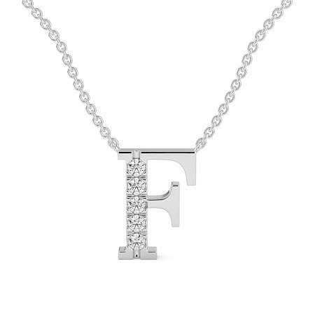 F Bound Initial Pendant with Lab-Grown Diamonds and Attached Chain 0.15cts