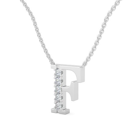 F Bound Initial Pendant with Lab-Grown Diamonds and Attached Chain 0.15cts