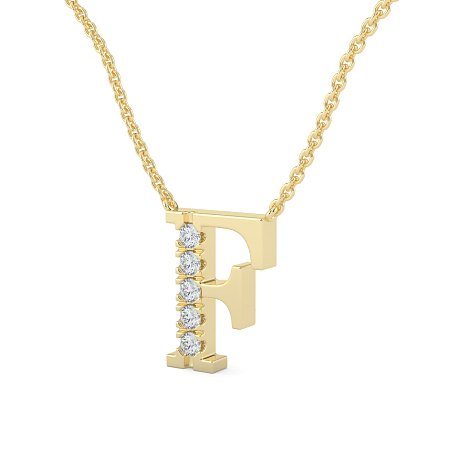 F Bound Initial Pendant with Lab-Grown Diamonds and Attached Chain 0.15cts