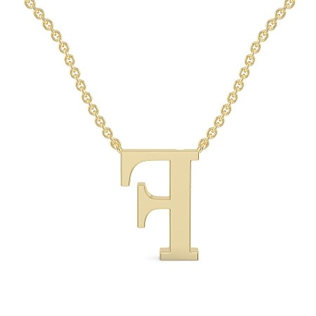 F Bound Initial Pendant with Lab-Grown Diamonds and Attached Chain 0.15cts