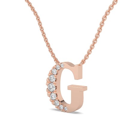 G Bound Initial Pendant with Lab-Grown Diamonds and Attached Chain 0.17cts