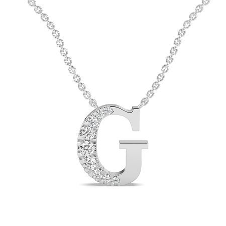 G Bound Initial Pendant with Lab-Grown Diamonds and Attached Chain 0.17cts