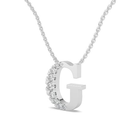 G Bound Initial Pendant with Lab-Grown Diamonds and Attached Chain 0.17cts