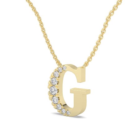 G Bound Initial Pendant with Lab-Grown Diamonds and Attached Chain 0.17cts