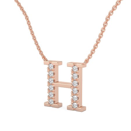 H Bound Initial Pendant with Lab-Grown Diamonds and Attached Chain 0.18cts