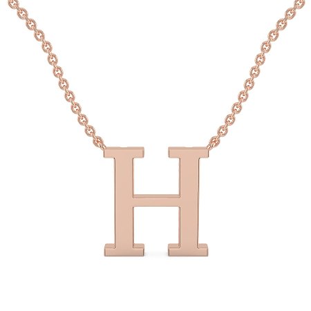 H Bound Initial Pendant with Lab-Grown Diamonds and Attached Chain 0.18cts