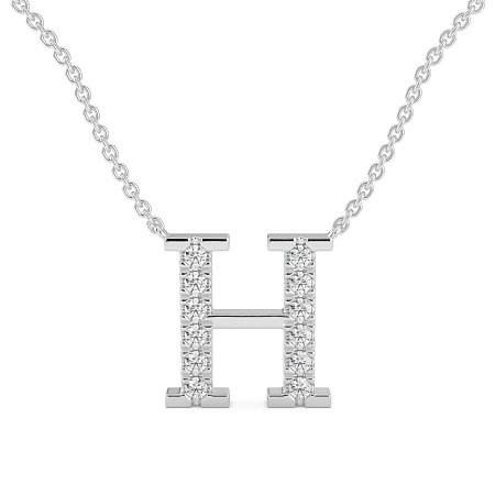 H Bound Initial Pendant with Lab-Grown Diamonds and Attached Chain 0.18cts