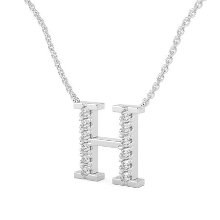 H Bound Initial Pendant with Lab-Grown Diamonds and Attached Chain 0.18cts