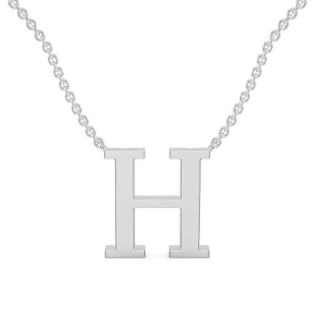H Bound Initial Pendant with Lab-Grown Diamonds and Attached Chain 0.18cts