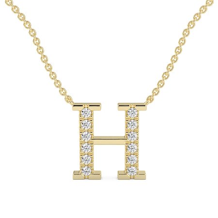 H Bound Initial Pendant with Lab-Grown Diamonds and Attached Chain 0.18cts