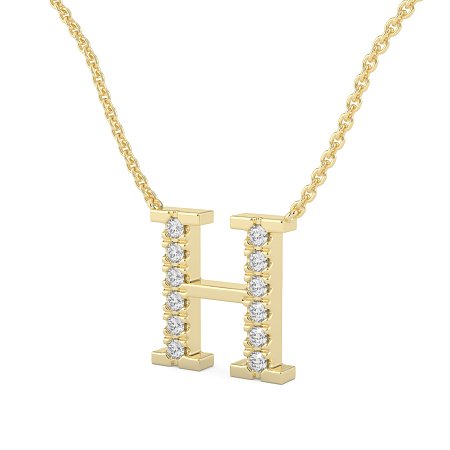 H Bound Initial Pendant with Lab-Grown Diamonds and Attached Chain 0.18cts
