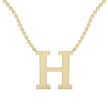 H Bound Initial Pendant with Lab-Grown Diamonds and Attached Chain 0.18cts