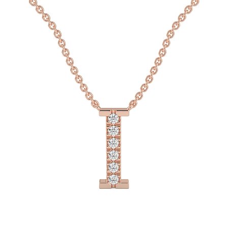 I Bound Initial Pendant with Lab-Grown Diamonds and Attached Chain 0.09cts