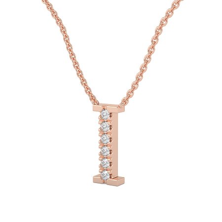 I Bound Initial Pendant with Lab-Grown Diamonds and Attached Chain 0.09cts