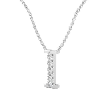 I Bound Initial Pendant with Lab-Grown Diamonds and Attached Chain 0.09cts