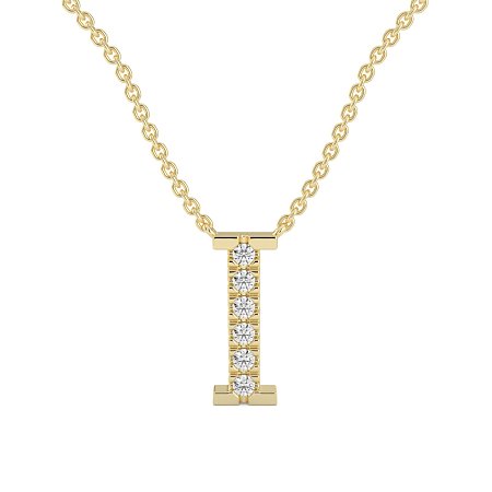 I Bound Initial Pendant with Lab-Grown Diamonds and Attached Chain 0.09cts