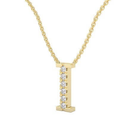 I Bound Initial Pendant with Lab-Grown Diamonds and Attached Chain 0.09cts