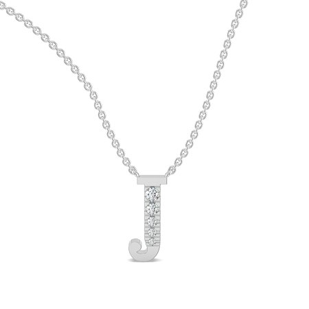 J Bound Initial Pendant with Lab-Grown Diamonds and Attached Chain 0.07cts