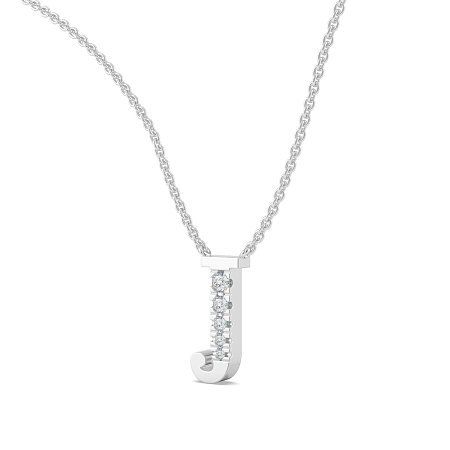 J Bound Initial Pendant with Lab-Grown Diamonds and Attached Chain 0.07cts