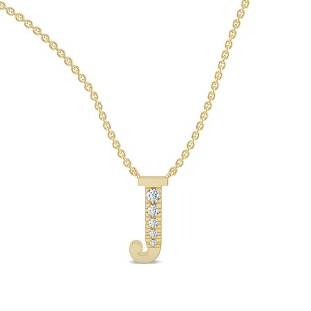 J Bound Initial Pendant with Lab-Grown Diamonds and Attached Chain 0.07cts