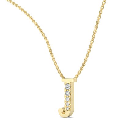 J Bound Initial Pendant with Lab-Grown Diamonds and Attached Chain 0.07cts