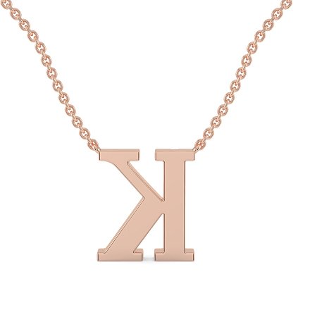 K Bound Initial Pendant with Lab-Grown Diamonds and Attached Chain 0.09cts
