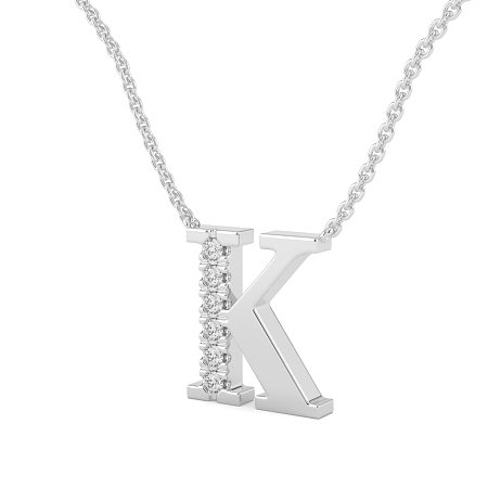 K Bound Initial Pendant with Lab-Grown Diamonds and Attached Chain 0.09cts